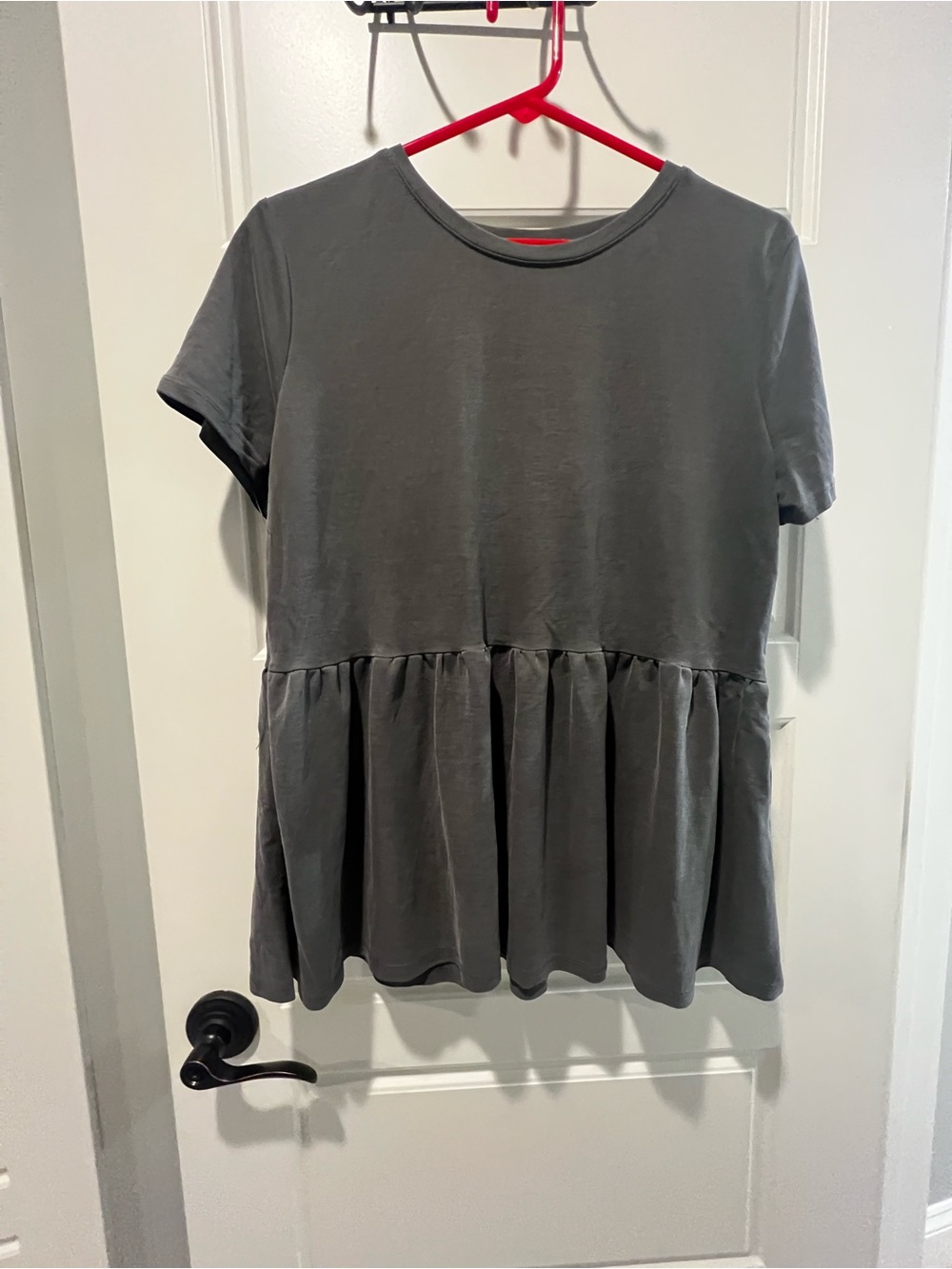 Zara Gray Short-Sleeve Peplum Tunic